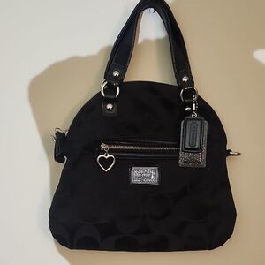 Coach Black Shoulder Bag with Heart Charm